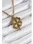 316L Çelik Burgu Zincirli Nazar Detaylı Yonca Model Gold Renk Kadın Kolye - Lisinya 1