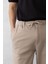 Akira Örme Pike Kumaş Beli Lastikli Fermuarlı Erkek Pantolon - Bej 2