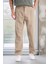 Bergman Keten Görünümlü Pamuklu Flamlı Rahat Kalıp Pileli Erkek Pantolon - Kum Beji 3