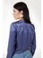 Kadın Mavi Hafif Dökümlü Saten Yüzeyli Gömlek HZL22W-BD139641 4