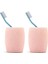 2 Adet Diş Fırçalık,macunluk Pembe Petek Desenli Poliresin 8X8X10CM 400ML Banyo Seti 1