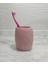 2 Adet Diş Fırçalık,macunluk Pembe Petek Desenli Poliresin 8X8X10CM 400ML Banyo Seti 2
