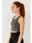 Antrasit Melanj Basic Sıfır Kol Dar Kalıp U Yaka Kadın Crop Top Atlet - 97162 3