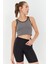 Gri Basic Sıfır Kol Dar Kalıp U Yaka Kadın Crop Top Atlet - 97162 5