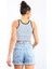 Gök Mavi Basic Sıfır Kol Dar Kalıp U Yaka Kadın Crop Top Atlet - 97162 3