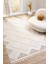 Krem Modern Saçaklı Dokuma Halı Oturma Odası Salon Halısı 1
