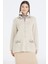 Kadın Polo Yaka Cepli Nakışlı Triko Ceket - Açık Bej 1