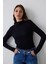 Siyah Yarım Balıkçı Yaka Slim Fit Uzun Kollu Triko 2