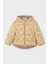 Kız Çocuk Kapüşonlu Çiçek Desenli Çift Taraflı Şişme Mont - Vizon/hardal 2