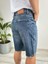 Paça Cep Yırtık Detaylı Yıkamalı Mavi Fit Likrasız Jean Kot Şort 7