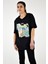 Sıfır Yaka Renkli Baskılı T-shirt 4