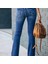 Kadın Yüksek Bel Önden Düğmeli Cep Detay Ispanyol Paça Denim Pantolon 4