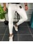 Erkek Beyaz Dar Paça Italyan Kesim Kot Pantolon Düz Stil Cotton Kumaş 1