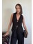 2 Düğmeli Selanik Örgülü Yelek- Siyah 1