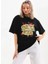 Unisex Baskılı Oversize T-Shirt - Siyah 6