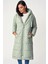 5120 Kapşonlu Uzun Şişme Mont - Mint 1
