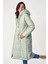 5120 Kapşonlu Uzun Şişme Mont - Mint 7