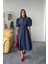 Tencel Karpuz Kol Elbise - Indigo 1