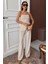 Straplez Büstiyerli Plazzo Pantolonlu Çizgili Takım 10151 6