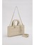 Krem Logo Aksesuar Zincirli Omuz Çantası 2