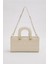 Krem Logo Aksesuar Zincirli Omuz Çantası 4
