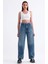 Kadın Mavi Skater Baggy Jeans Bol Paça Pantolon 2