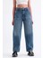 Kadın Mavi Skater Baggy Jeans Bol Paça Pantolon 3