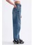 Kadın Mavi Skater Baggy Jeans Bol Paça Pantolon 4