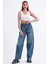 Kadın Mavi Skater Baggy Jeans Bol Paça Pantolon 5