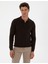 Erkek Koyu Kahverengi Slim Fit Polo Yaka Basic Triko Kazak 50315405-VR084 1