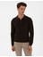 Erkek Koyu Kahverengi Slim Fit Polo Yaka Basic Triko Kazak 50315405-VR084 3