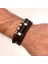 %100 Deri&hematit Kombinli 3lü Erkek Bileklik Set 22 cm (Türk El Üretimi) 3