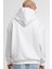 Beyaz Kanguru Model Oversize Kalıp Erkek Sweatshirt 2