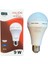 9 Watt Şarjlı (Bataryalı) Beyaz LED Ampul 2