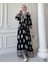 Kadın Siyah Etnik Desenli Düğmeli Elbise, Rahat ve Şık Yazlık Elbise, Günlük ve Özel Günler Için Maxi Elbise, Modern ve Trend Büyük Beden Moda 1
