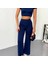 Osy Odal Yumuşak Dokulu Kumaş Kısa Kollu Crop Alt Ispanyol Paça Pantalon Ikili Takım Acivert 4
