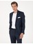 Erkek Lacivert Ex. Slim Fit Yün Karışımlı Ekose Takım Elbise 50302272-VR033 3