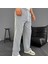 U Yolu Çizgili Cepli Pantalon Gri 3
