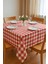 Fiber Kareli Masa Örtüsü Sofra Bezi Ekose Desen 160X160 cm Kırmızı 2