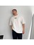 Baskılı Oversize Bisiklet Yaka Tshirt Beyaz 4