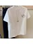 Baskılı Oversize Bisiklet Yaka Tshirt Beyaz 1