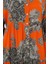 Kadın BDART Düğmeli V Yaka Desenli Maxi Elbise Orange 9