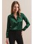 Kadın SBDART aten Kaplamalı Uzun Kollu Düğmeli Gömlek Green 5
