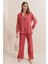 Kadın BDART Düğmeli Uzun Kollu Gömlek & Pantolon Örme Takım Tozlu Gül Pembesi 4