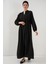 Kadın BDART Düğmeli V-Yaka Maxi Elbise Siyah 1