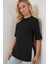 Kadın BDART Dokulu Uzun Kol Yaka Tişört Siyah 1