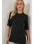 Kadın BDART Dokulu Uzun Kol Yaka Tişört Siyah 4