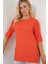 Kadın BDART Dokulu Uzun Kol Yaka Tişört Parlak Turuncu 4