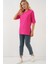 Kadın BDART Dokulu Uzun Kol Yaka Tişört Parlak Pembe 2