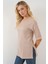 Kadın BDART Dokulu Uzun Kol Yaka Tişört Bej Doğal 3